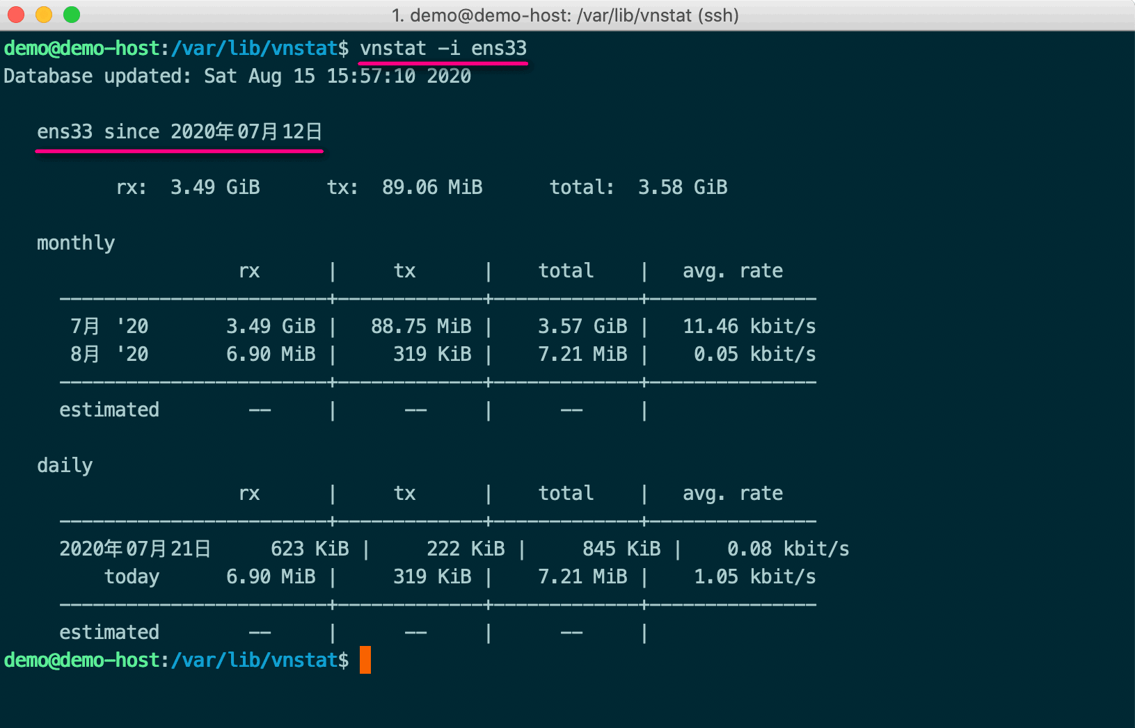 vnStat 指定網卡名稱