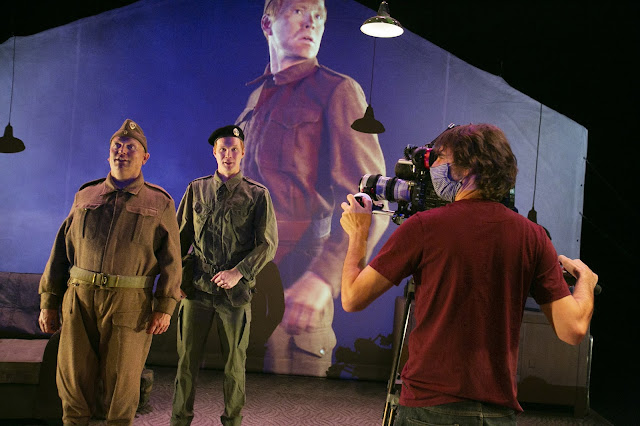 Austin Gunn, Andri Bjorn Robertsson, Magnus from Meerkat filming The Soldier's Return