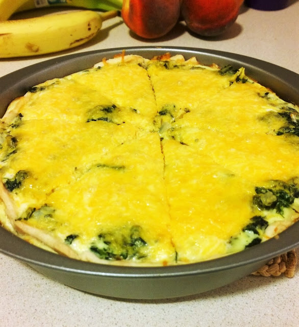 Cheddar cheese and spinach quiche delicious