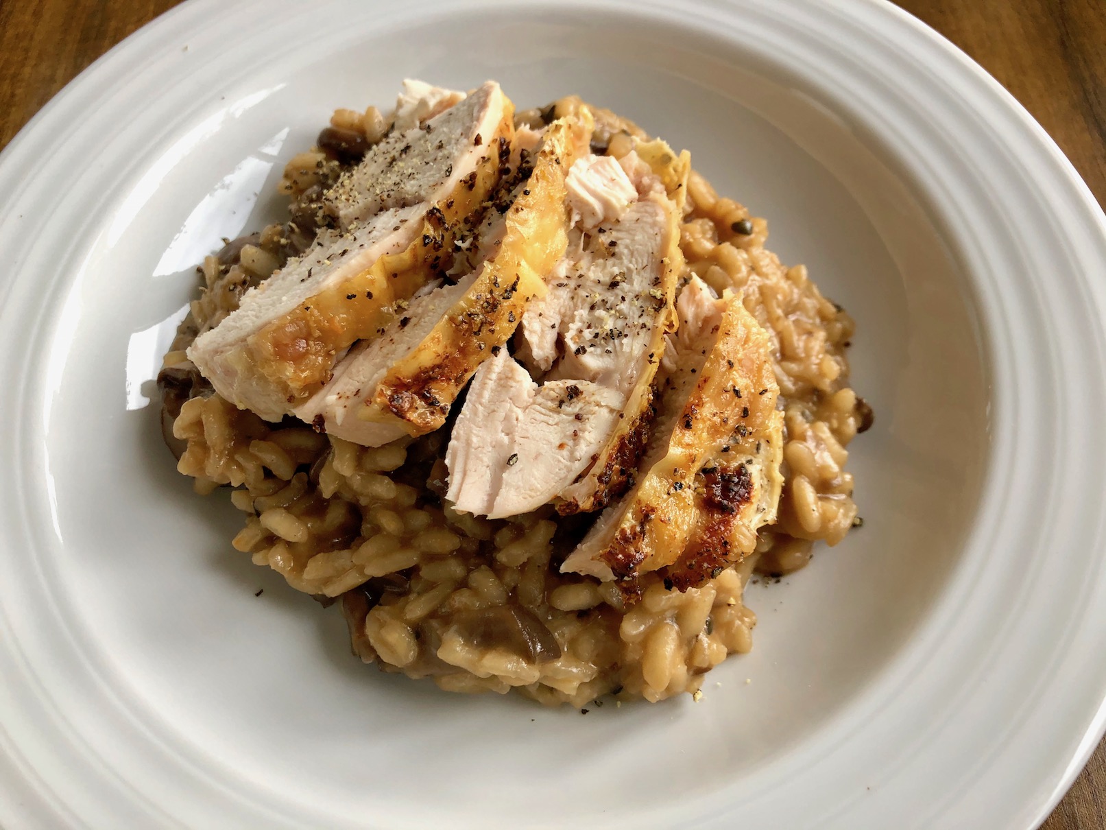 Butter Basted Chicken Breast Joint on Mushroom Risotto
