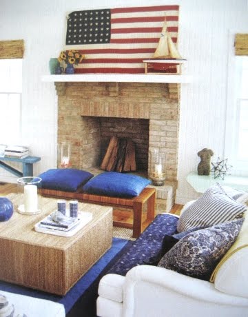 cottage decorating in red white and blue