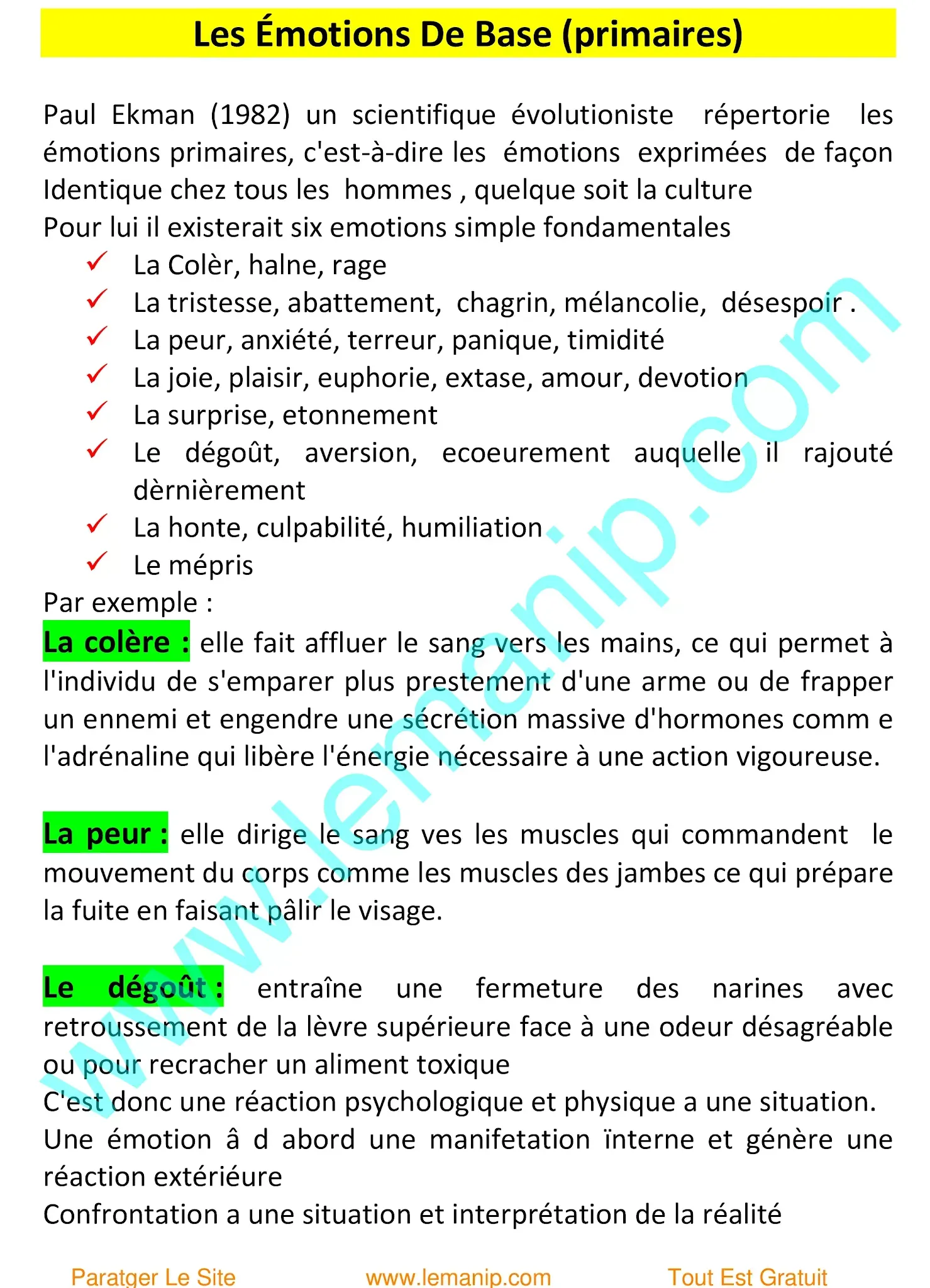 Les Émotions De Base (primaires)