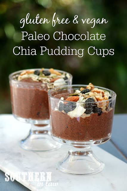 Easy Overnight Paleo Chocolate Chia Pudding Cups Recipe - gluten free, vegan, paleo, grain free, sugar free, nut free, low fat, clean eating recipe