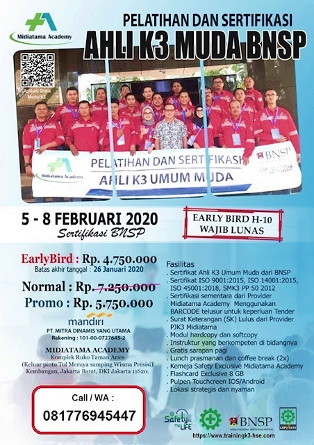 Ahli K3 Muda BNSP tgl. 5-8 Februari 2020 di Jakarta