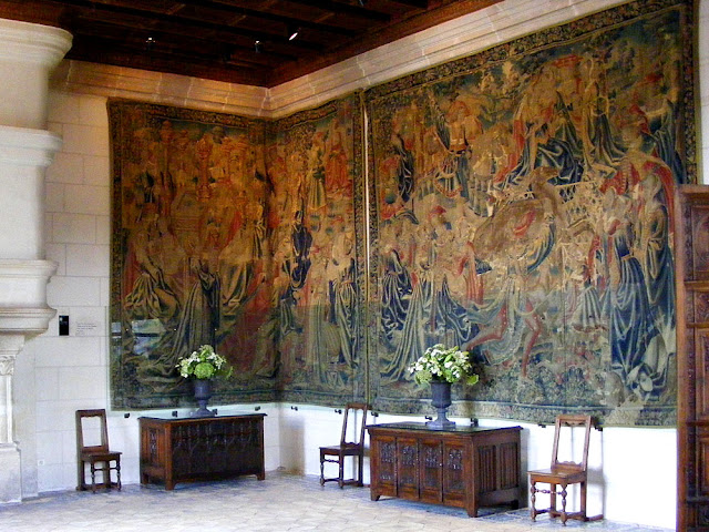Two of the Life at the Chateau series of 16C Brussels tapestries, collection of the Chateau of Chenonceau. Photo by Loire Valley Time Travel.