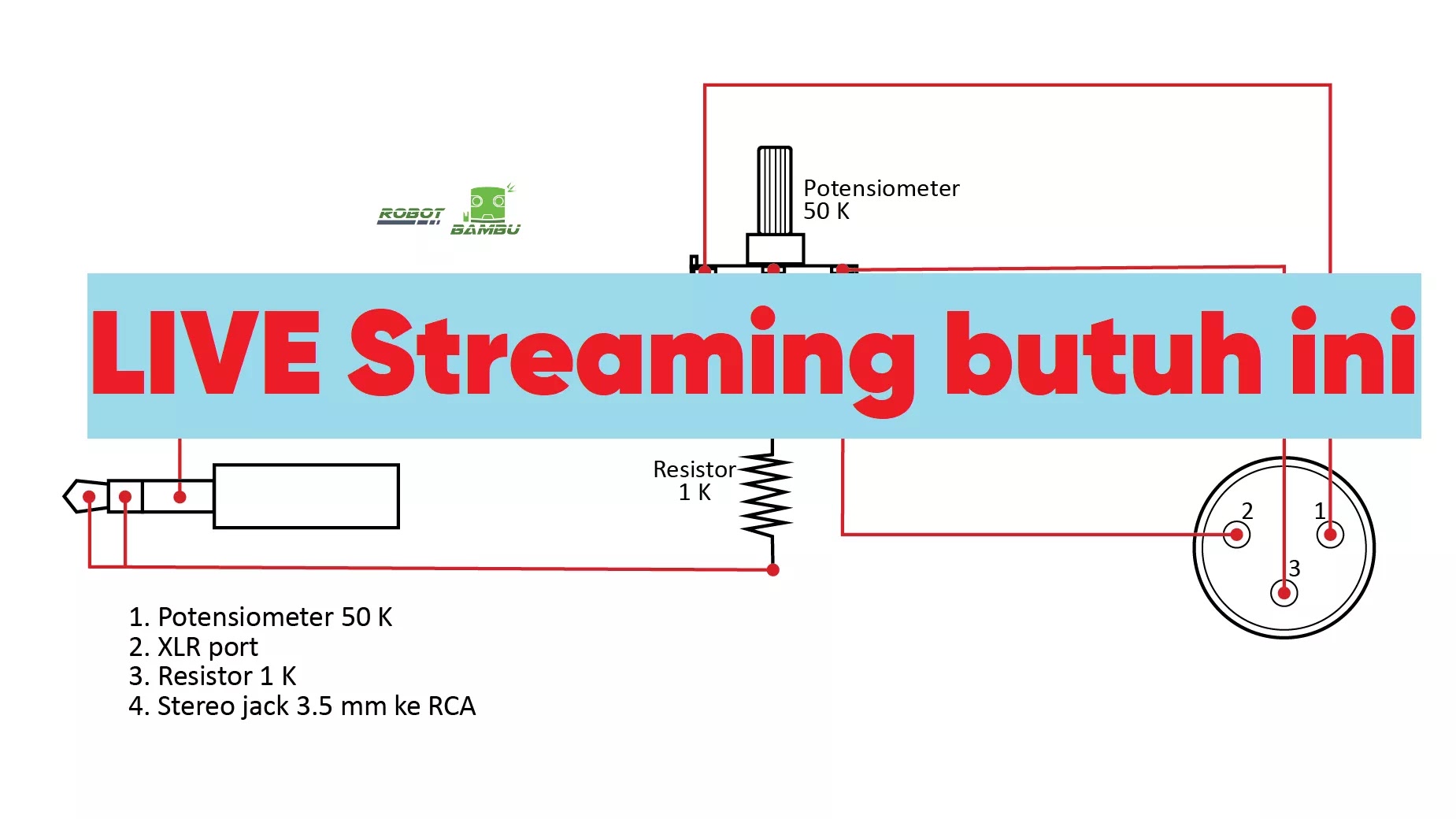 Alat perekam dari mixer ke HP atau laptop Robot Bambu