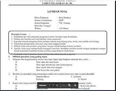Soal Dan Kunci Jawaban Pat Seni Budaya Kelas 7 Kurikulum 2013 Soal Pelajaran