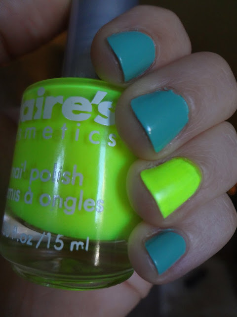mint and neon nail polish