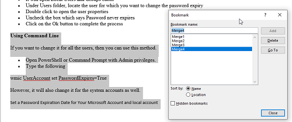 Microsoft Word에서 단락을 책갈피로 설정하는 방법