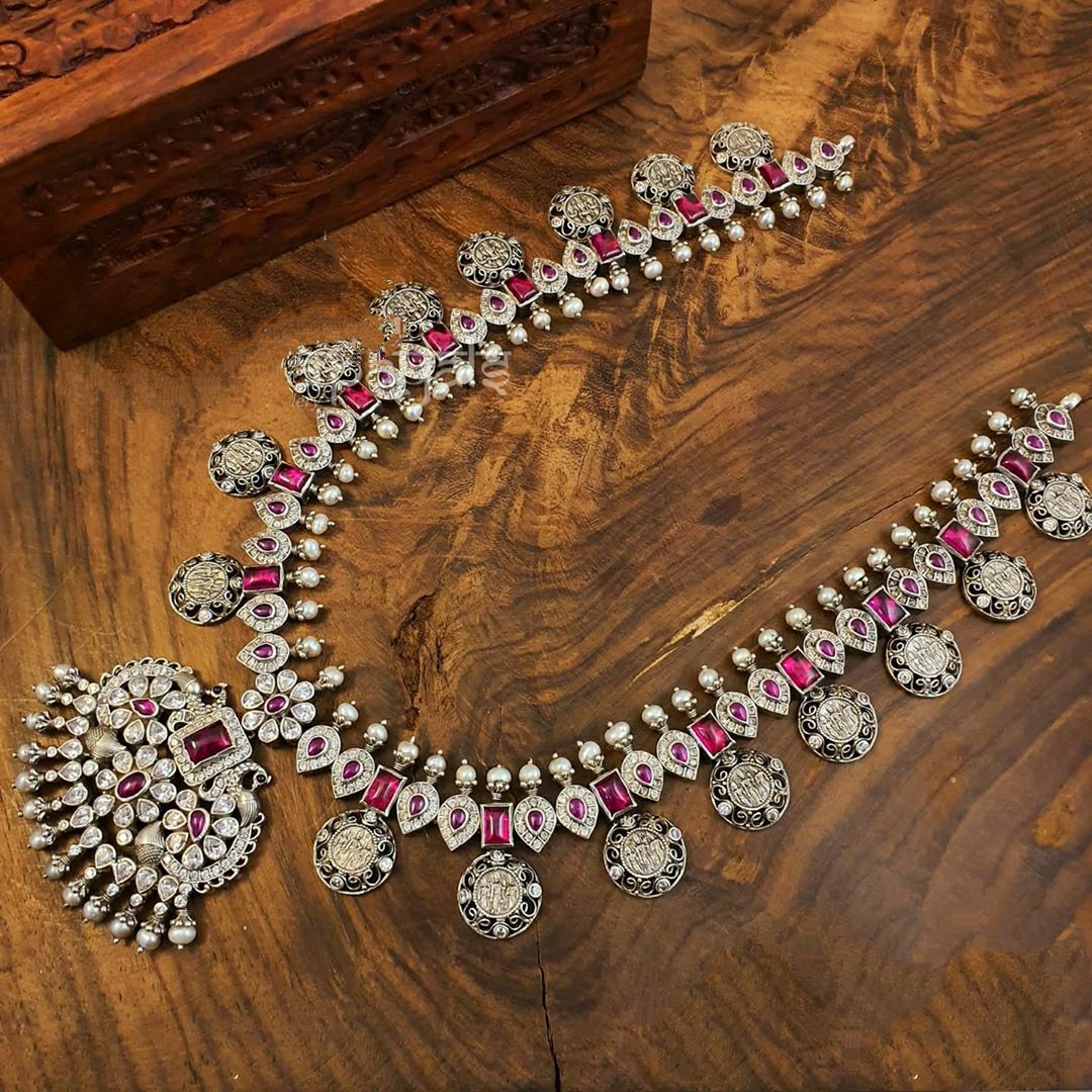 Designer antique silver necklace