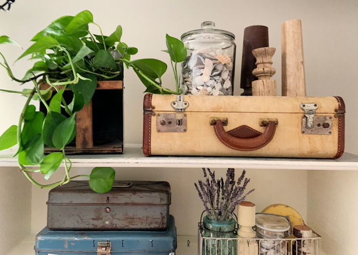 Summer Home Decor - vintage finds, seashells and faux succulents