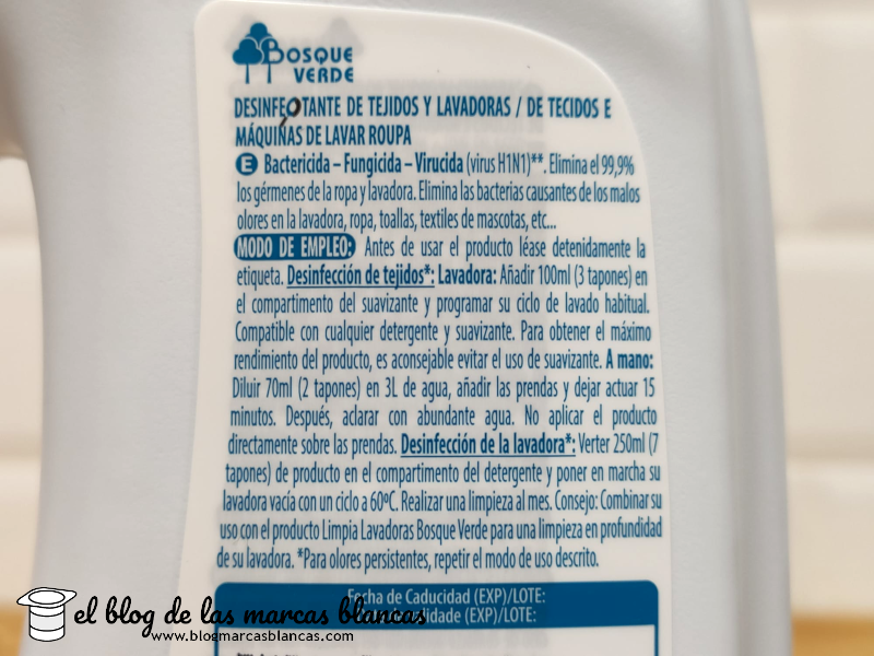 Desinfectante líquido de tejidos BOSQUE VERDE (Mercadona) el blog de marcas blancas