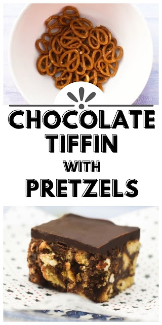 Chocolate pretzel tiffin fridge cake