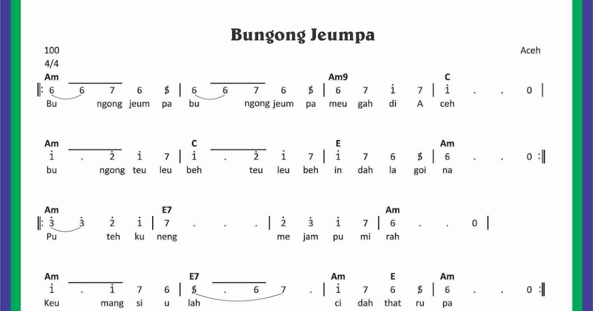 Lirik Lagu Bungong Jeumpa Dari Aceh