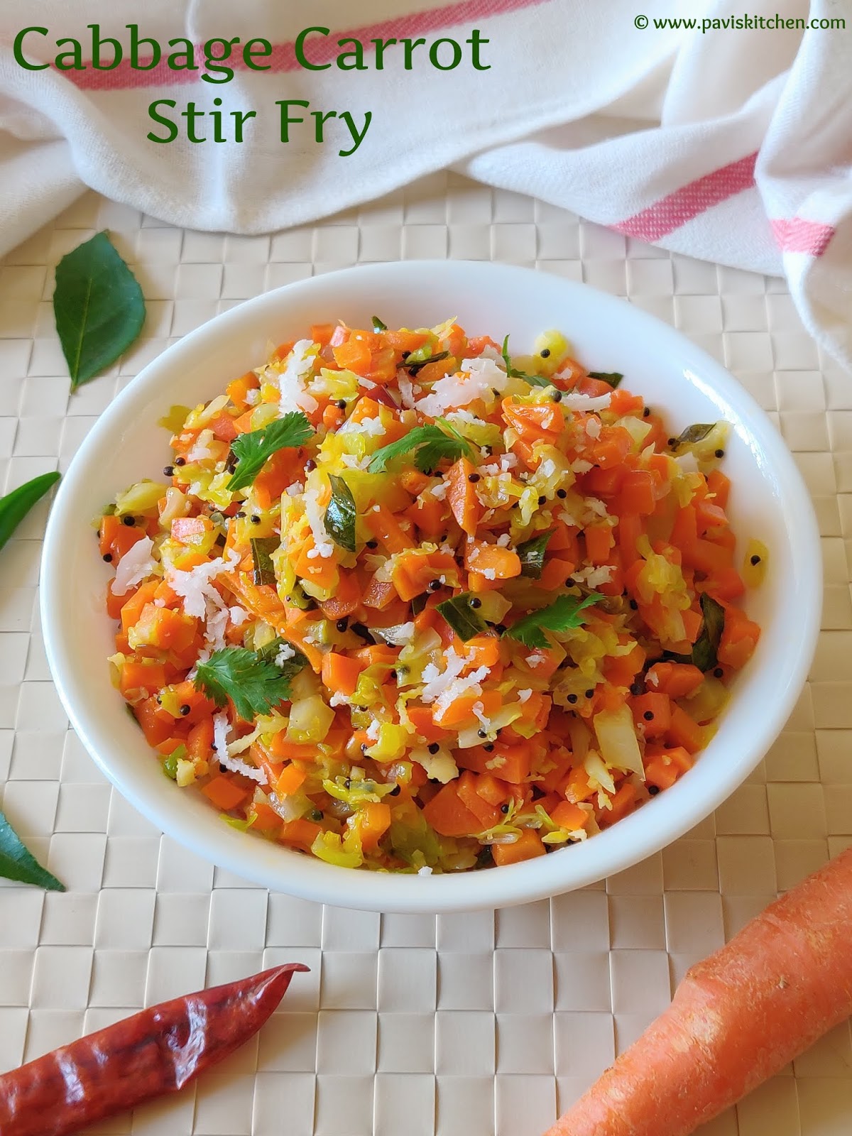 Cabbage Carrot Poriyal Carrot Cabbage Poriyal Cabbage Carrot Palya