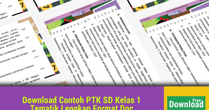 Download Contoh Ptk Sd Kelas 1 Tematik Lengkap Format Doc Operator Sekolah