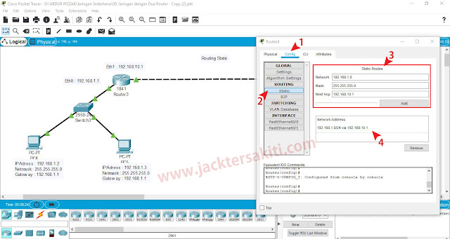 Cara Konfigurasi Routing Static dengan Dua Router di Cisco Packet Tracer Cara Konfigurasi Routing Static dengan Dua Router di Cisco Packet Tracer