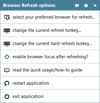 menu di aggiornamento del browser nella barra delle applicazioni