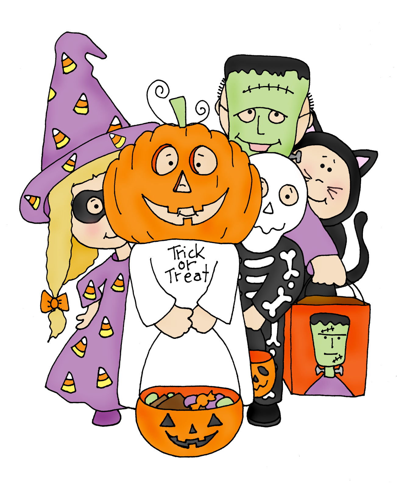 Free Dearie Dolls Digi Stamps: Trick or Treaters