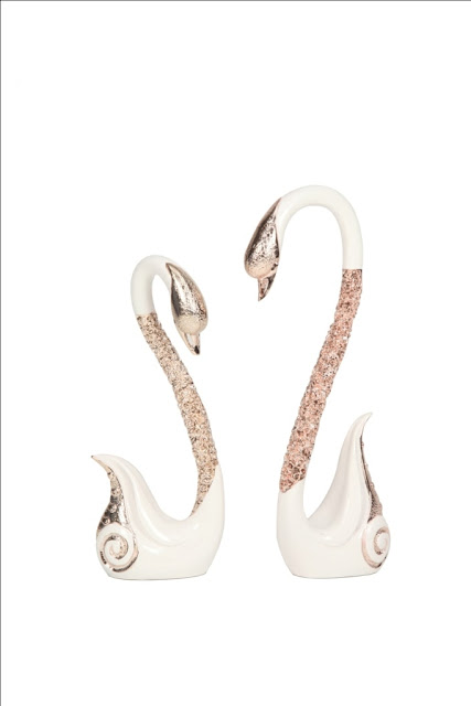 Rosegold Tranquil Swan Pair by Casa Colour