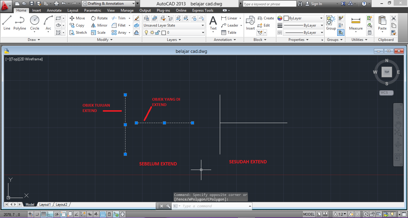 Cara Lengkap Melakukan Extend Pada AutoCAD Kulicad