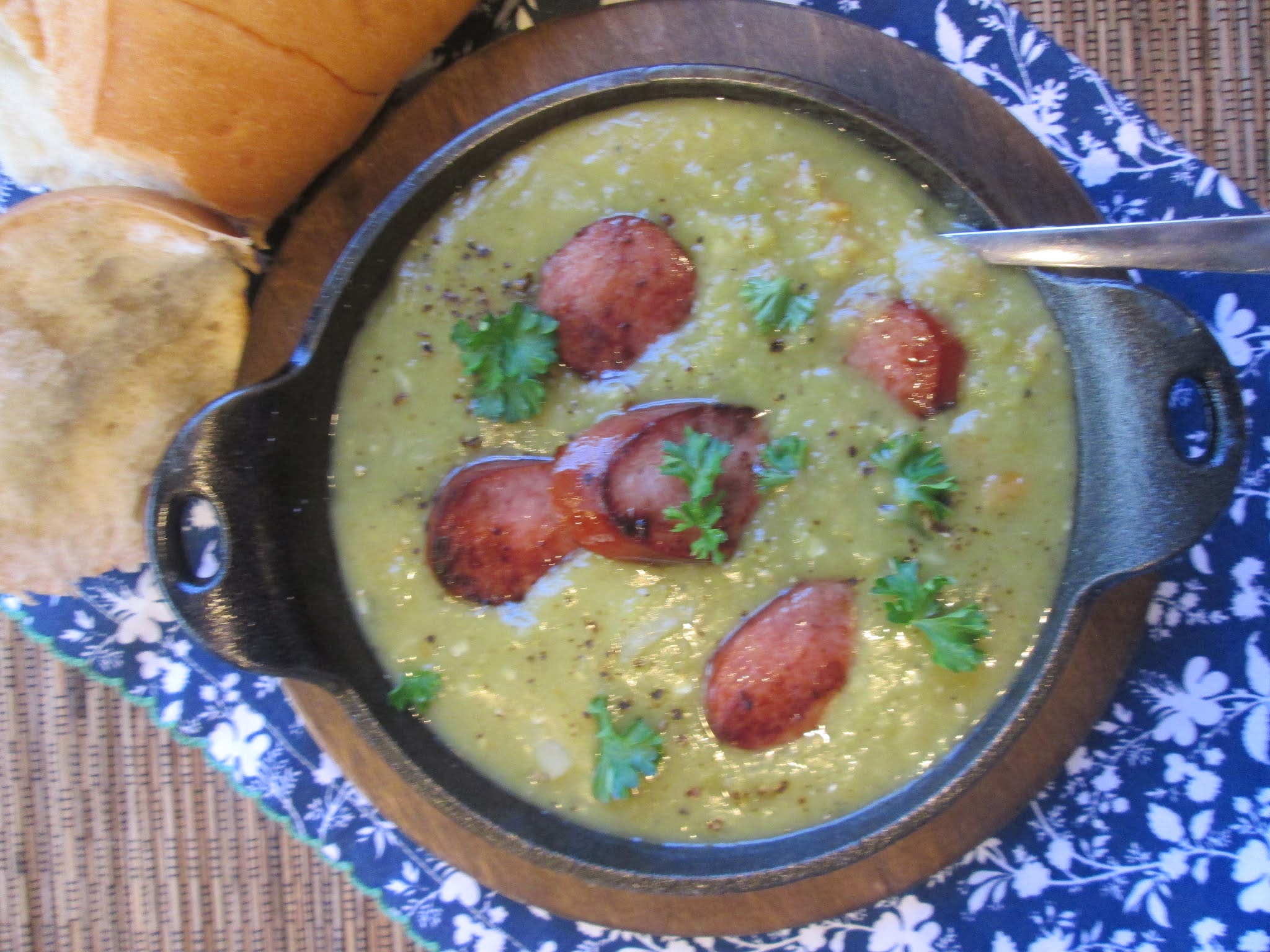 Stirring the Pot Split Pea Soup with Crispy Kielbasa {And A California