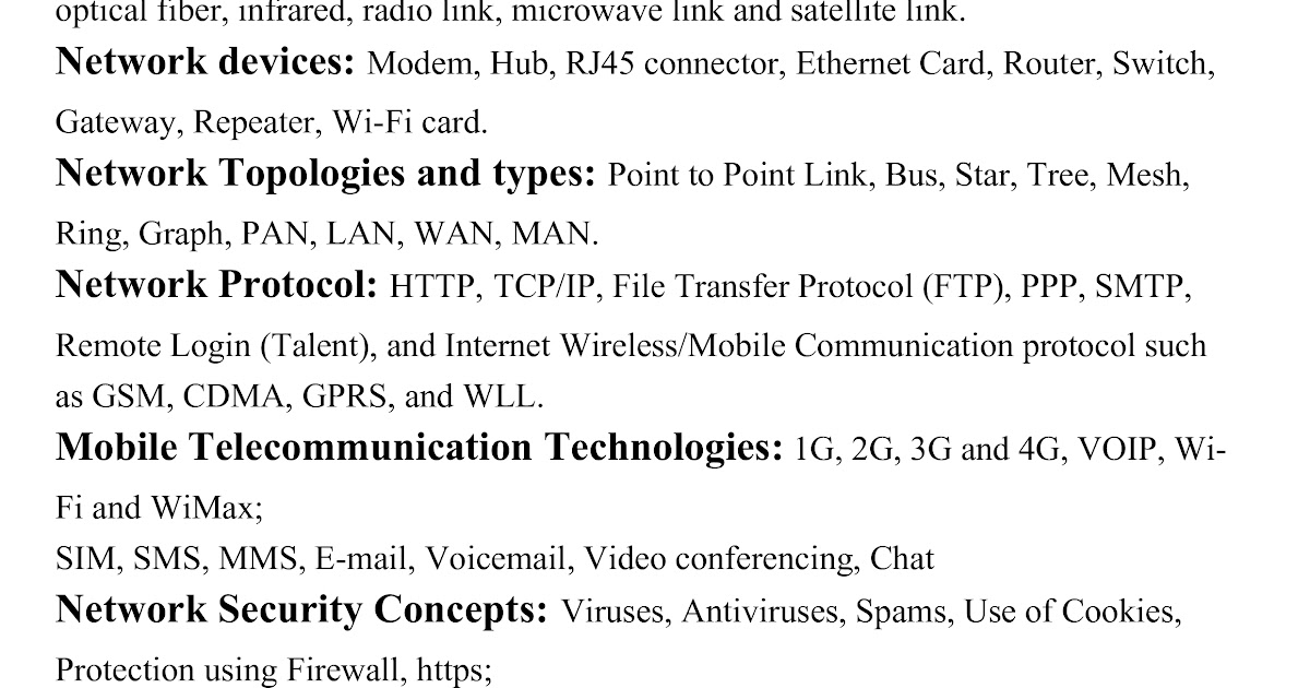 12th Computer Science Networking Basics Syllabus ICS Classes