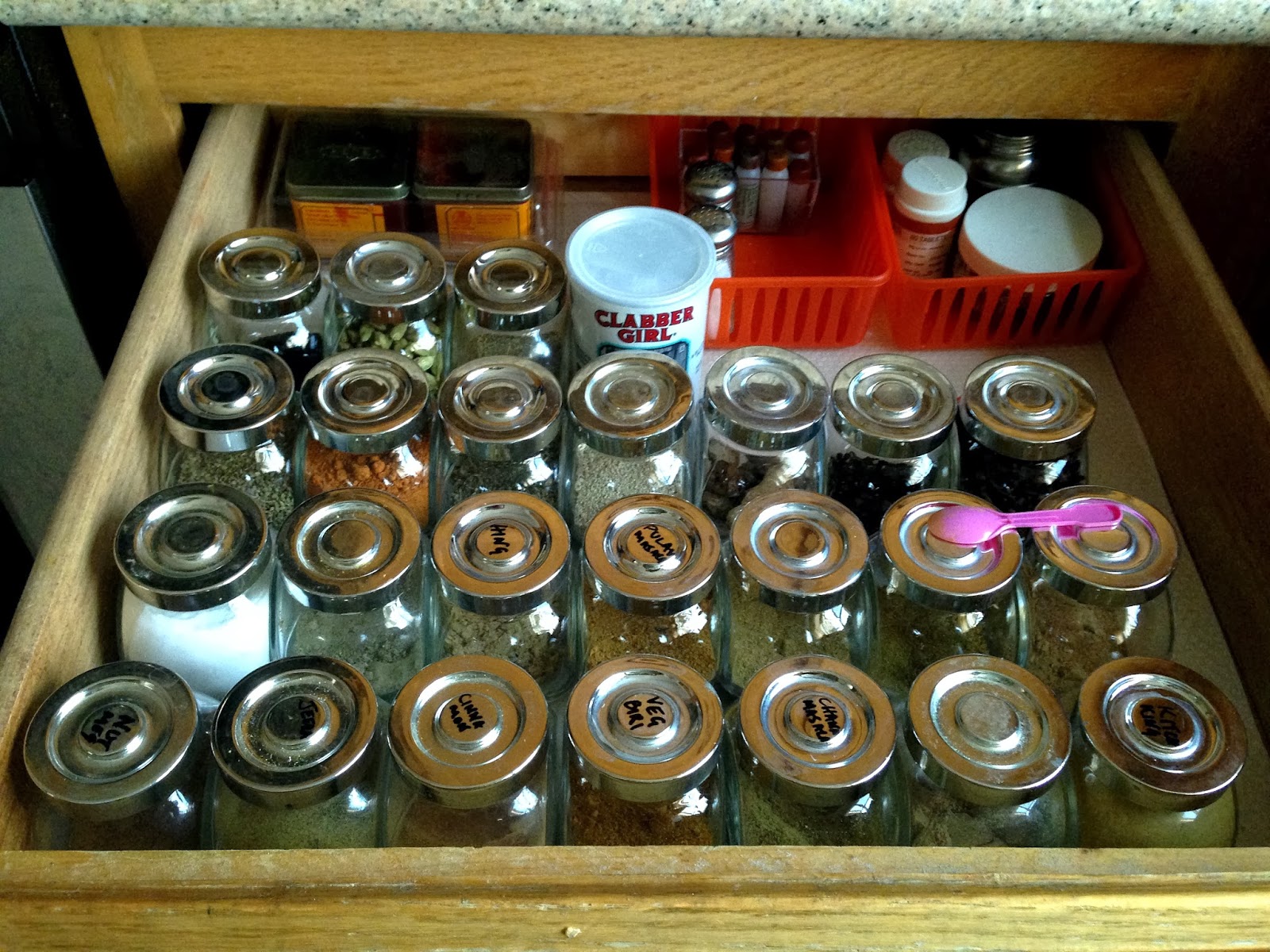 Weekend Tweaks Spice Jars In Kitchen Drawer