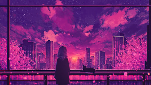 Beautiful Anime Cityscape Sunset Wallpaper