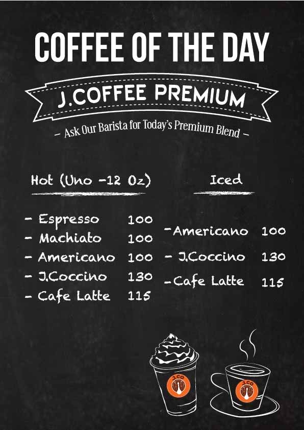 J.CO’s Premium Colombian Coffee Price List