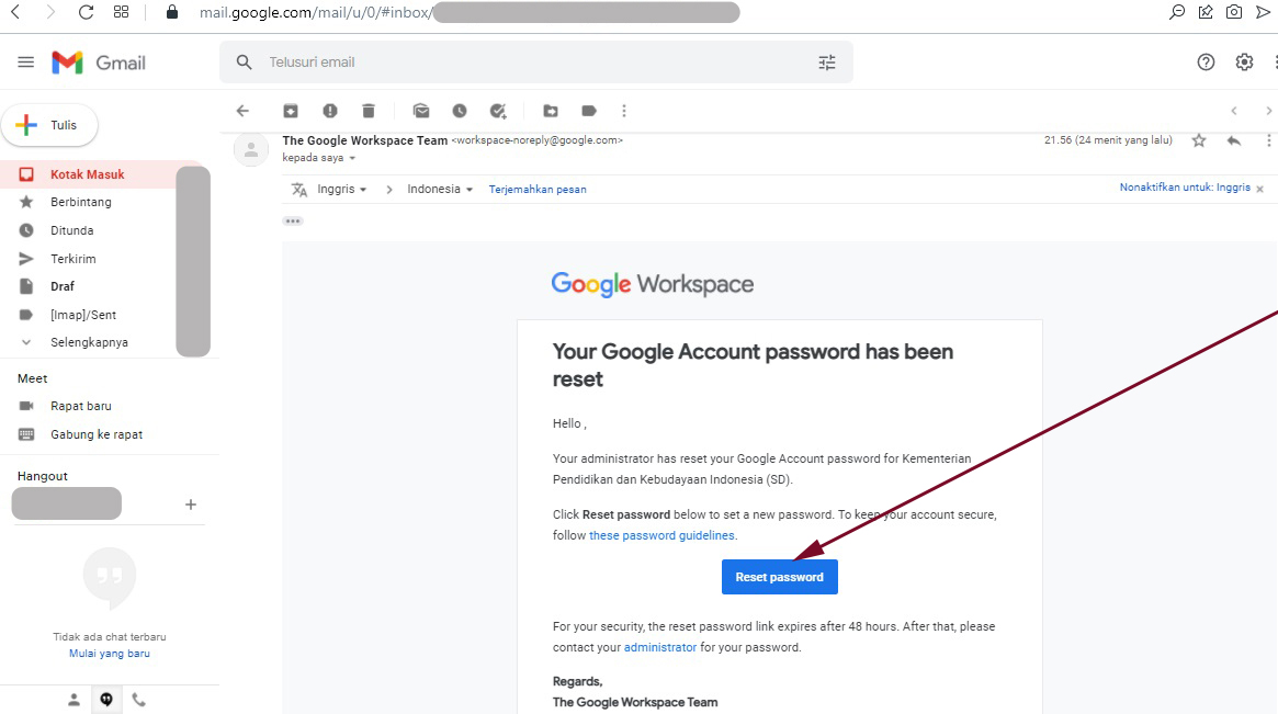 Cara reset password admin belajar.id