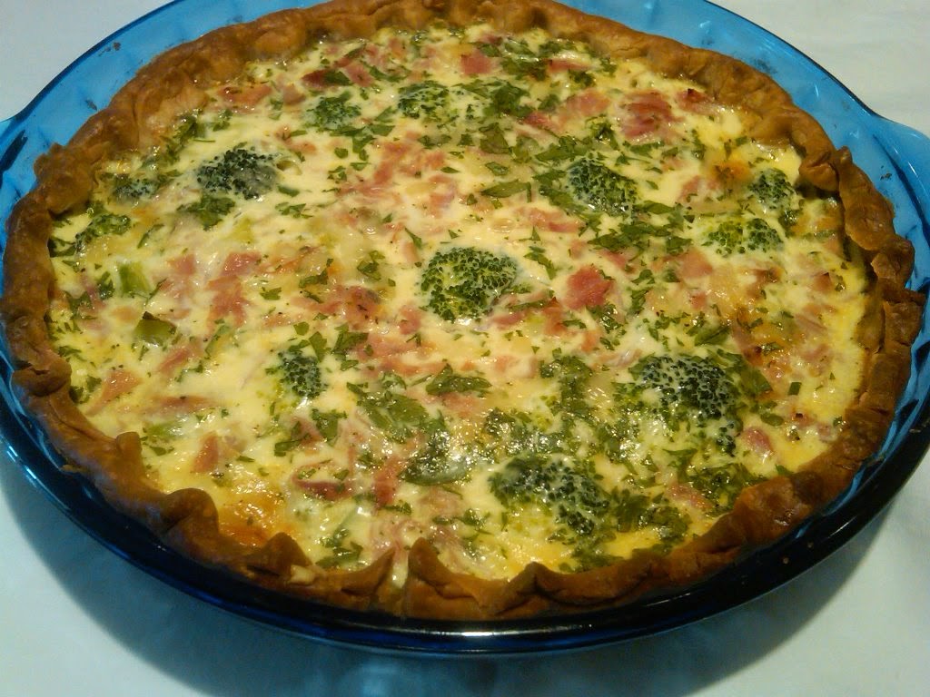 Savory Quiche with Smoked Ham, Gruyere and Broccoli