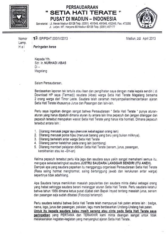 Contoh Surat Undangan Organisasi Psht
