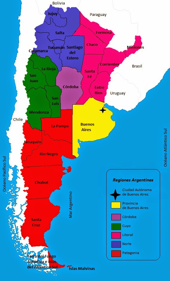 carte régions argentine
