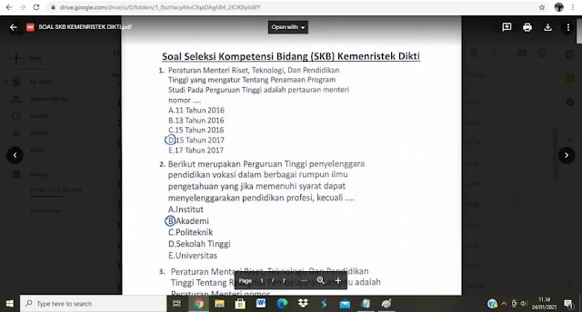 Contoh soal tes P3K Kemenristek Dikti dan Kunci Jawaban