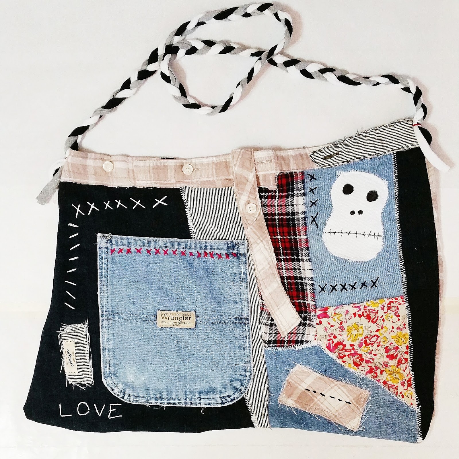 DIY Mom Funky Wearable Art Tote Bag Made From Recycled Clothing by