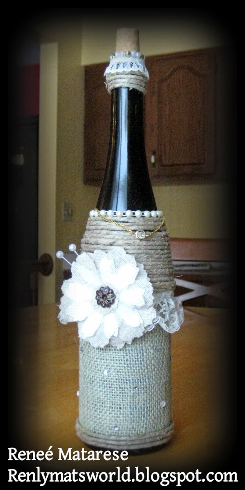 Renlymat's World Decorated wine bottle