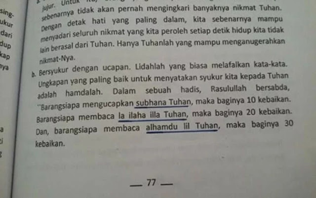 Beredar Buku Memuat Kalimat Subhana Tuhan, La Ilaha Illa Tuhan, Alhamdu Lil Tuhan Beredar Buku Memuat Kalimat Subhana Tuhan, La Ilaha Illa Tuhan, Alhamdu Lil Tuhan