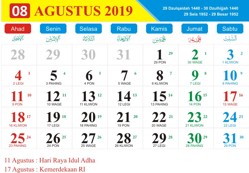 Kalender togel agustus 2019