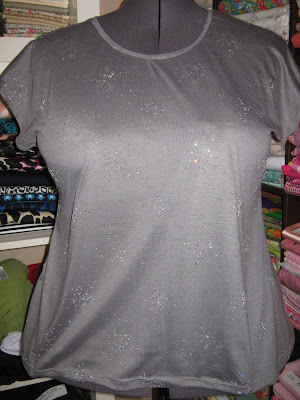Sparkle Grey Knit Cap Sleeve T-shirt www.sewplus.blogspot.com