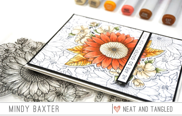 Coloring Heartfelt Thanks Flower with Copic Markers by Mindy Baxter