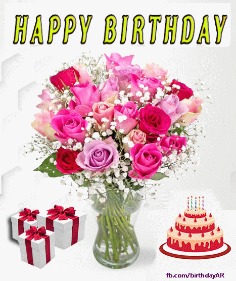 Happy Birthday with Beautiful Flowers Animated Images and GIFs