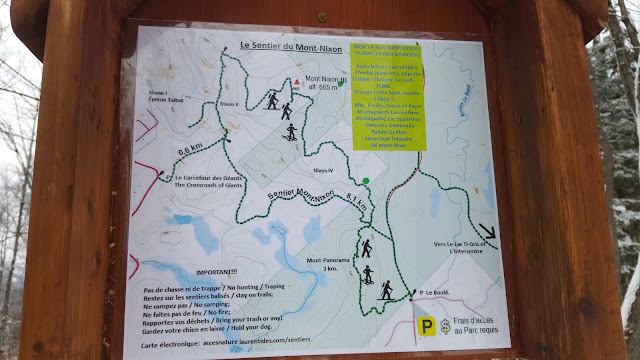 Carte du sentier pour les monts Panorama et Nixon