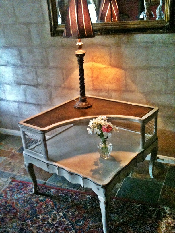 Faux Painting + Furniture SOLD!!... Vintage Antique White Corner Table