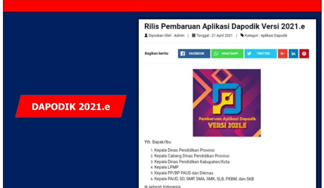 Download Aplikasi Dapodik 2021 E