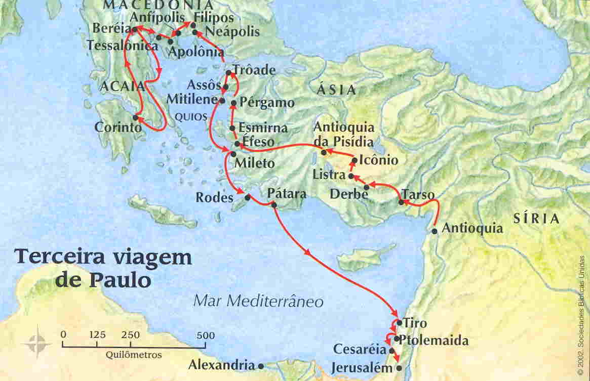 COMPARTILHAR Versículos do dia Terceira viagem missionária de Paulo Tiro Cesareia