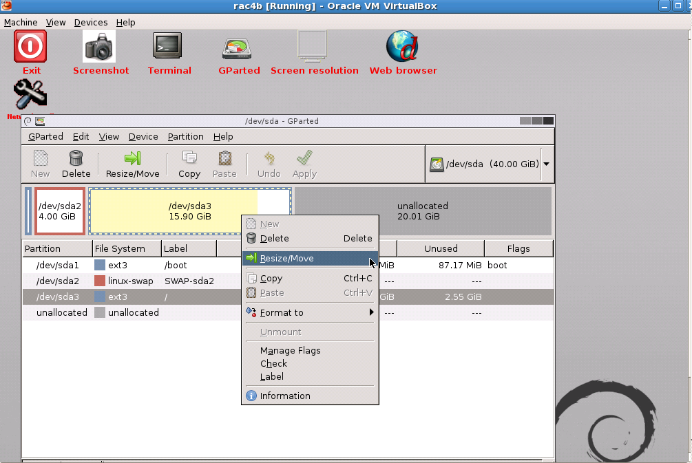 A! Help Resizing VirtualBox and Linux Partitions with GParted