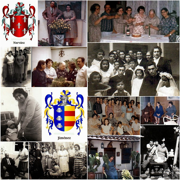 Collage durante varias épocas de la vida de Inés Narváez de Jiménez