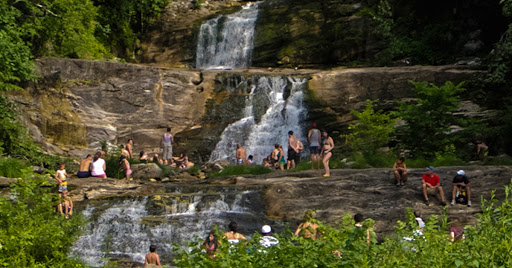 Cooling off in the waterfalls at Kent Falls State Park, Kent CT