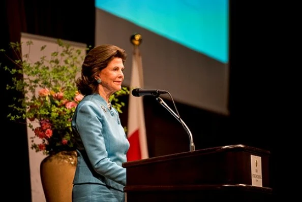 Queen Silvia at Dementia forum in Tokyo. Crown Prince Naruhito of Japan and Crown Princess Masako atteded a lunch at Palace Hotel in Tokyo